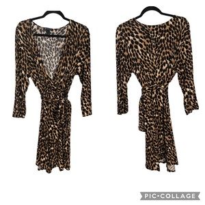 INC cheetah print faux wrap dress
